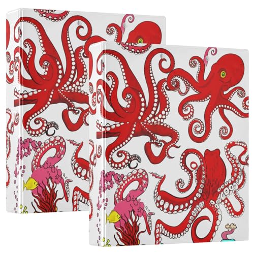 Octopus Drei-Ringbuch, D-Ringbuch mit Taschen, dekorative Ordner für Schule, Uni oder Büro (2 Stück) von RPLIFE