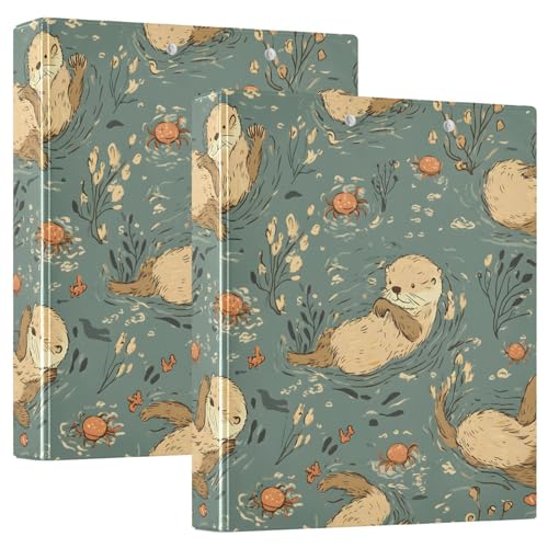 Otters and Crab 3-Ringbuch 1,5 Zoll, flexibler D-Ringordner mit Taschen, 3-Ringbücher für Schule, Uni, Büro von RPLIFE