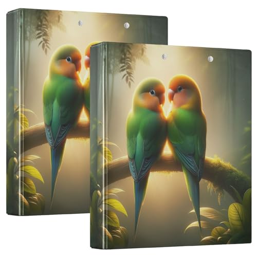 Papagei Tropical Love Birds Drei-Ringbuch 3,8 cm, flexibler D-Ringordner mit Taschen, 3-Ringbücher für Schule, Uni, Büro von RPLIFE