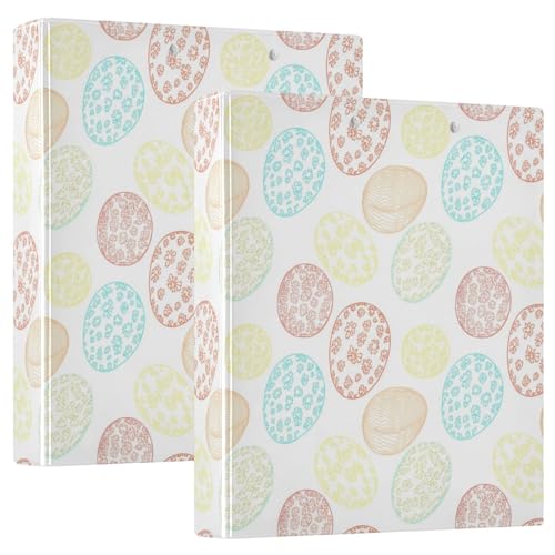 Pastell Ostereier Weiß 3-Ringbuch 3,8 cm Flexibler D-Ringbuch mit Taschen 3-Ringbücher für Schule, Uni, Büro (2 Stück) von RPLIFE