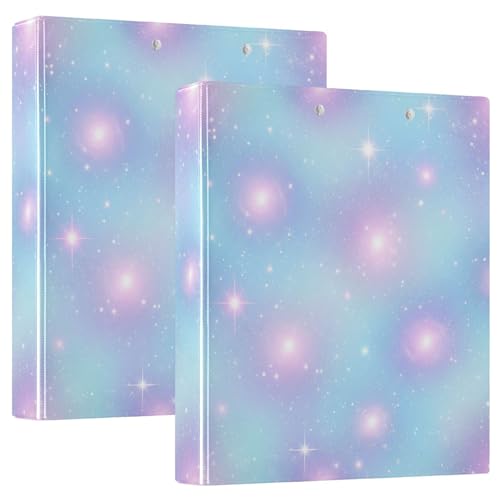 Pastellfarbene Galaxie-Farbverläufe, Blau, 3-Ringbuch, D-Ringbuch mit Klemmbrett, große 3 Ordner für Schule, Uni, Büro (2 Stück) von RPLIFE