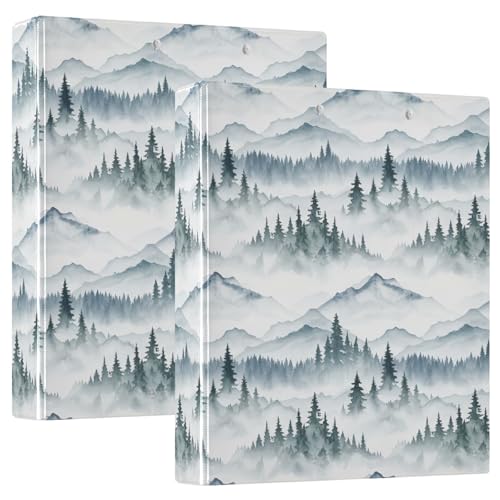 Pine Trees Mountain 3-Ringbuch, D-Ringbuch mit Taschen, dekorative Ordner für Schule, Uni oder Büro, 3,8 cm, 2 Stück von RPLIFE