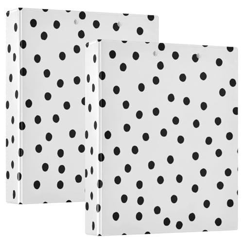 Playful Black Dots White 3 Ring Binder, Flexible D-Ringbücher mit Taschen, 3 Ringbücher für Schule, Uni, Büro (2 Stück) von RPLIFE