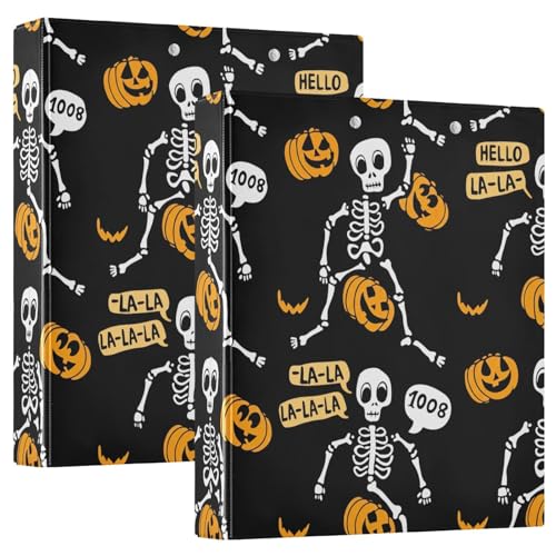Playful Skeletons Drei-Ringordner, flexibler D-Ringordner mit Taschen, 3-Ringordner für Schule, Uni, Büro von RPLIFE