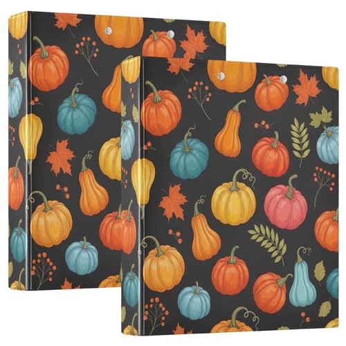 Pumpkins Black 3-Ringbuch, flexibler D-Ringordner mit Taschen, 3-Ringbücher für Schule, Uni, Büro (2 Stück) von RPLIFE