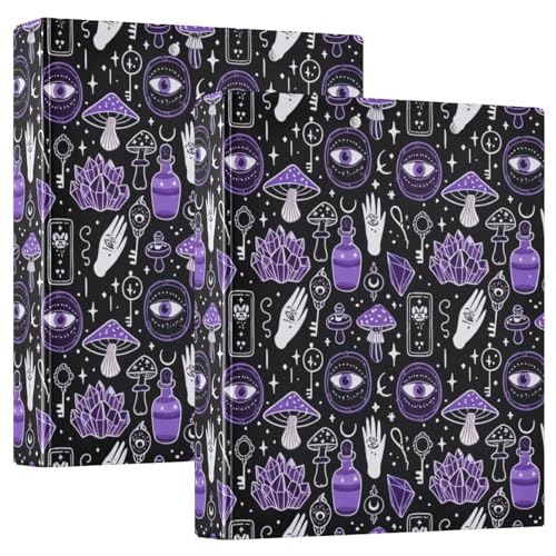 Purple Mushrooms Black 3-Ringbuch, D-Ringbuch mit Klemmbrett, 3 große Ordner für Schule, Uni, Büro, 3,8 cm, 2 Stück Purple Mushrooms Black 3-Ringbuch, D-Ringbuch mit Klemmbrett, 3 große Ordner für Schule, Uni, Büro, 3,8 cm, 2 Stück von RPLIFE