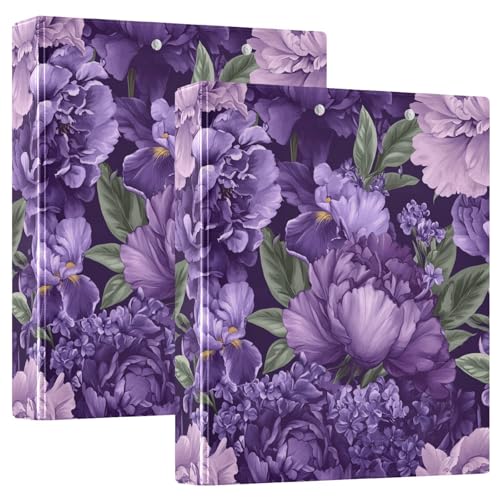 Purple Peonies 3-Ringbuch, flexibler D-Ringordner mit Taschen, 3-Ringbücher für Schule, Uni, Büro (2 Stück) von RPLIFE