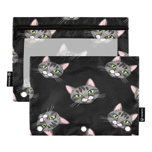RPLIFE Federmäppchen für 3-Ringordner, 2 Stück, Reißverschlusstasche mit transparentem Fenster, Schulbedarf, 24,9 x 17,8 cm, Katzenaugen RPLIFE Federmäppchen für 3-Ringordner, 2 Stück, Reißverschlusstasche mit transparentem Fenster, Schulbedarf, 24,9 x 17,8 cm, Katzenaugen von RPLIFE