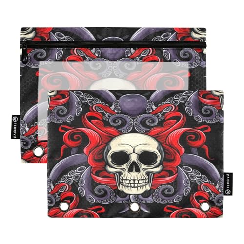 RPLIFE Federmäppchen für 3-Ringordner, 2 Stück, weiche Poly-Ringbuchtaschen, Schulbedarf, 24,9 x 17,8 cm, lustiger Totenkopf-Rot, Violett RPLIFE Federmäppchen für 3-Ringordner, 2 Stück, weiche Poly-Ringbuchtaschen, Schulbedarf, 24,9 x 17,8 cm, lustiger Totenkopf-Rot, Violett von RPLIFE