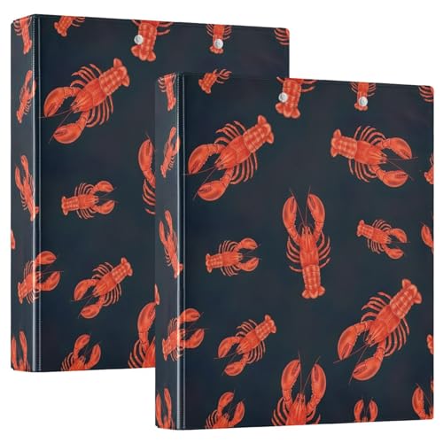 Red Lobsters Ringbuch mit 3 Ringen, 3,8 cm, D-Ringbuch mit Klemmbrett, 3 große Ordner für Schule, Uni, Büro, 2 Stück Red Lobsters Ringbuch mit 3 Ringen, 3,8 cm, D-Ringbuch mit Klemmbrett, 3 große Ordner für Schule, Uni, Büro, 2 Stück von RPLIFE