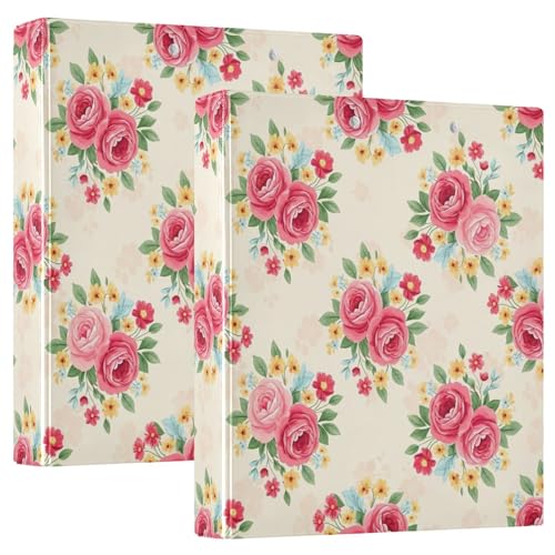 Red Roses Ringbuch mit drei Ringen, 3,8 cm, D-Ringbuch mit Klemmbrett, große 3 Ordner für Schule, Uni, Büro (2 Stück) von RPLIFE