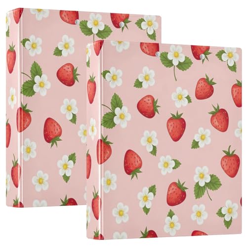 Red Strawberries 3-Ringbuch, flexible D-Ringbücher mit Taschen, 3-Ringbücher für Schule, Uni, Büro (2 Stück) von RPLIFE