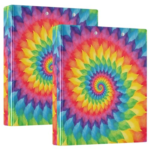 Regenbogen-Spiralbuch mit drei Ringen, 3,8 cm, flexibler D-Ringordner mit Taschen, 3-Ringbücher für Schule, Uni, Büro von RPLIFE