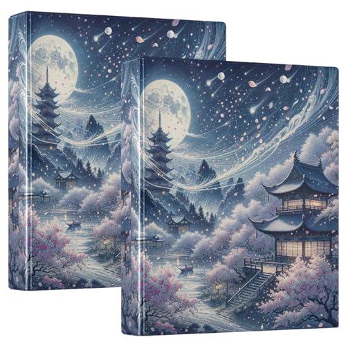 Ringbuch Winter Orientalische Landschaft Drei-Ringbuch Flexible D-Ringbücher mit Taschen 3 Ringbücher für Schule, Uni, Büro von RPLIFE