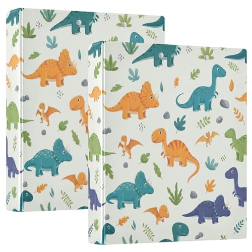 Ringbuch mit 3 Ringen, 3,8 cm, Cartoon-Dinosaurier-Farben, D-Ringbuch mit Klemmbrett, 3 große Ordner für Schule, Uni, Büro von RPLIFE