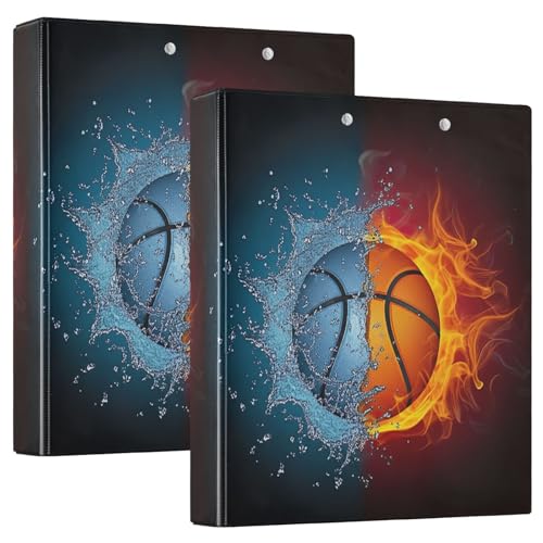 Ringbuch mit 3 Ringen, 3,8 cm, Feuerwasser, Basketball, D-Ringbuch mit Klemmbrett, große 3 Ordner für Schule, Uni, Büro von RPLIFE