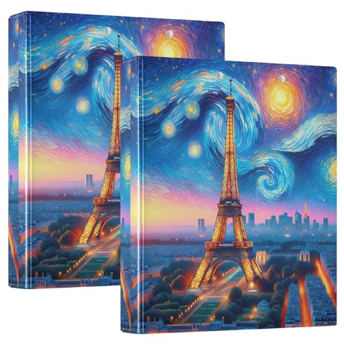 Ringbuch mit 3 Ringen, 3,8 cm, Paris Eiffelturm Sternennacht, D-Ringbuch mit Klemmbrett, große 3 Ordner für Schule, Uni, Büro Ringbuch mit 3 Ringen, 3,8 cm, Paris Eiffelturm Sternennacht, D-Ringbuch mit Klemmbrett, große 3 Ordner für Schule, Uni, Büro von RPLIFE