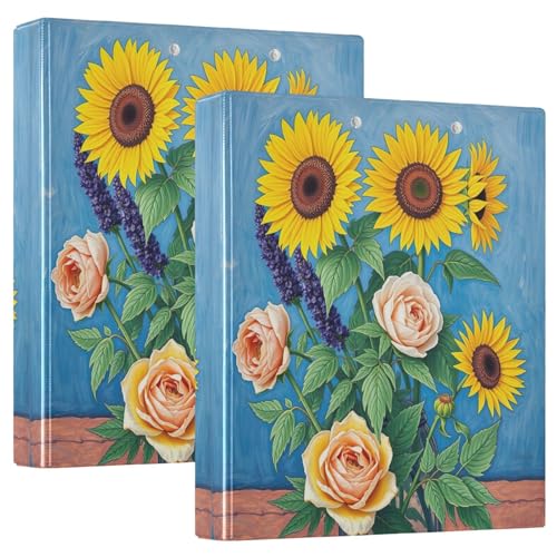 Ringbuch mit 3 Ringen, 3,8 cm, Sonnenblumenstrauß, blau, D-Ringbuch mit Klemmbrett, 3 große Ordner für Schule, Uni, Büro Ringbuch mit 3 Ringen, 3,8 cm, Sonnenblumenstrauß, blau, D-Ringbuch mit Klemmbrett, 3 große Ordner für Schule, Uni, Büro von RPLIFE