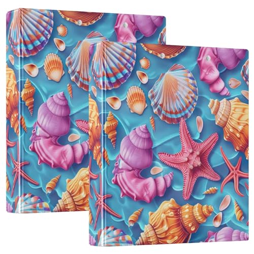 Ringbuch mit 3 Ringen, 3,8 cm, bunte Muscheln, Seesternblau, D-Ringbuch mit Klemmbrett, 3 große Ordner für Schule, Uni, Büro Ringbuch mit 3 Ringen, 3,8 cm, bunte Muscheln, Seesternblau, D-Ringbuch mit Klemmbrett, 3 große Ordner für Schule, Uni, Büro von RPLIFE