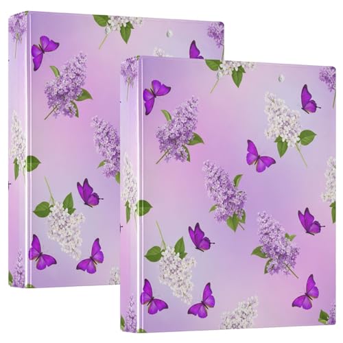 Ringbuch mit 3 Ringen, 3,8 cm, fliederfarbene Blumen, violette Schmetterlinge, D-Ringbuch mit Klemmbrett, große 3 Ordner für Schule, Uni, Büro Ringbuch mit 3 Ringen, 3,8 cm, fliederfarbene Blumen, violette Schmetterlinge, D-Ringbuch mit Klemmbrett, große 3 Ordner für Schule, Uni, Büro von RPLIFE