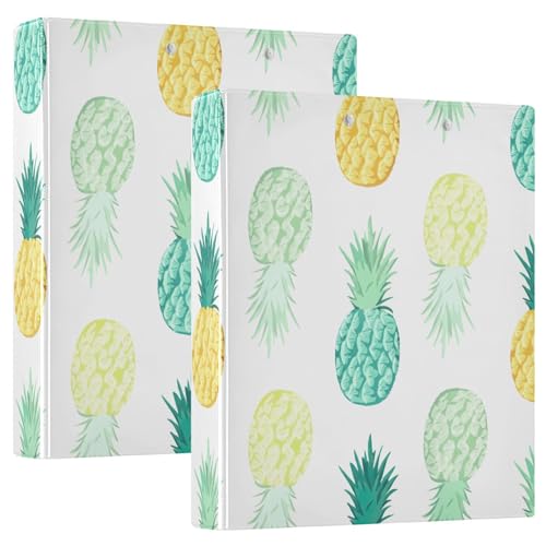 Ringbuch mit 3 Ringen, 3,8 cm, frische Ananas-Mischung, weiß, D-Ringordner mit Klemmbrett, große 3 Ordner für Schule, Uni, Büro von RPLIFE
