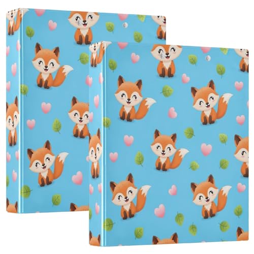 Ringbuch mit 3 Ringen, 3,8 cm, niedliche Cartoon-Füchse, blau, D-Ringbuch mit Klemmbrett, 3 große Ordner für Schule, Uni, Büro Ringbuch mit 3 Ringen, 3,8 cm, niedliche Cartoon-Füchse, blau, D-Ringbuch mit Klemmbrett, 3 große Ordner für Schule, Uni, Büro von RPLIFE