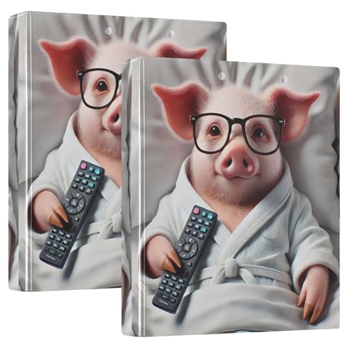 Ringbuch mit 3 Ringen, 3,8 cm, süßes Schwein, lustig, D-Ringbuch mit Klemmbrett, große 3 Ordner für Schule, Uni, Büro von RPLIFE