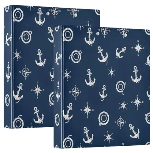 Ringbuch mit 3 Ringen, 3,8 cm, weiße Anker, marineblau, D-Ringordner mit Klemmbrett, große 3 Ordner für Schule, Uni, Büro Ringbuch mit 3 Ringen, 3,8 cm, weiße Anker, marineblau, D-Ringordner mit Klemmbrett, große 3 Ordner für Schule, Uni, Büro von RPLIFE