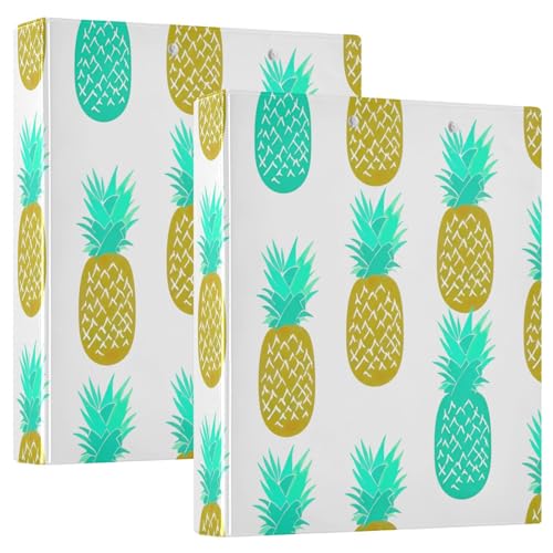 Ringbuch mit 3 Ringen, Ananas, Blaugrün, Gold, Weiß, D-Ringbücher mit Klemmbrett, große 3-Ringbücher für Schule, Uni, Büro, 2 Stück Ringbuch mit 3 Ringen, Ananas, Blaugrün, Gold, Weiß, D-Ringbücher mit Klemmbrett, große 3-Ringbücher für Schule, Uni, Büro, 2 Stück von RPLIFE