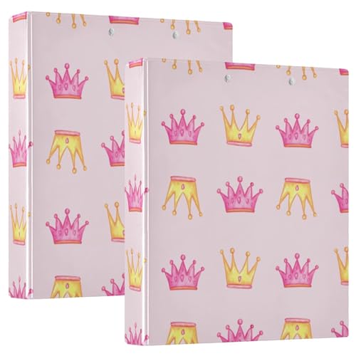 Ringbuch mit 3 Ringen, Aquarellkronen, weiches Rosa, D-Ringbuch mit Klemmbrett, große 3-Ringbücher für Schule, Uni, Büro, 2 Stück von RPLIFE