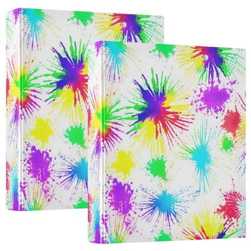 Ringbuch mit 3 Ringen, Aquarellspritzer, Feuerwerk, D-Ringbücher mit Taschen, große 3-Ringbücher für Schule, Uni, Büro, 2 Stück von RPLIFE