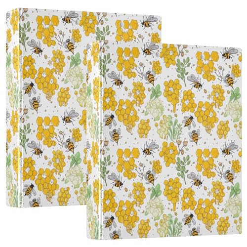 Ringbuch mit 3 Ringen, Bienenwaben, helle D-Ringbücher mit Klemmbrett, große 3-Ringbücher für Schule, Uni, Büro, 2 Stück Ringbuch mit 3 Ringen, Bienenwaben, helle D-Ringbücher mit Klemmbrett, große 3-Ringbücher für Schule, Uni, Büro, 2 Stück von RPLIFE
