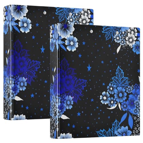 Ringbuch mit 3 Ringen, Blau, Weiß, Blumen, Schwarz, D-Ringbücher mit Klemmbrett, große 3-Ringbücher für Schule, Uni, Büro, 2 Stück Ringbuch mit 3 Ringen, Blau, Weiß, Blumen, Schwarz, D-Ringbücher mit Klemmbrett, große 3-Ringbücher für Schule, Uni, Büro, 2 Stück von RPLIFE