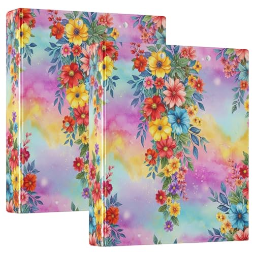 Ringbuch mit 3 Ringen, Blumenblätter, D-Ringbücher mit Klemmbrett, große 3-Ringbücher für Schule, Uni, Büro, 2 Stück von RPLIFE