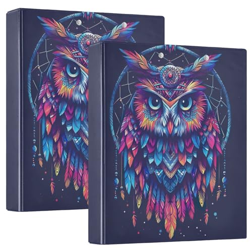 Ringbuch mit 3 Ringen, Boho-Eulen, Traumfänger, Federn, D-Ringbücher mit Klemmbrett, große 3-Ringbücher für Schule, Uni, Büro, 2 Stück Ringbuch mit 3 Ringen, Boho-Eulen, Traumfänger, Federn, D-Ringbücher mit Klemmbrett, große 3-Ringbücher für Schule, Uni, Büro, 2 Stück von RPLIFE