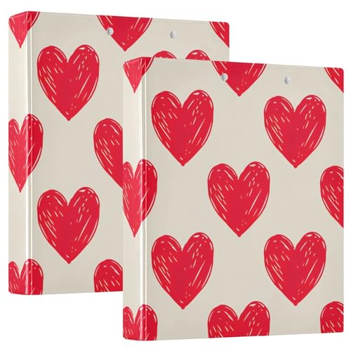 Ringbuch mit 3 Ringen, Doodle Hearts Red D-Ringbuch mit Klemmbrett, große 3-Ringbücher für Schule, Uni, Büro von RPLIFE