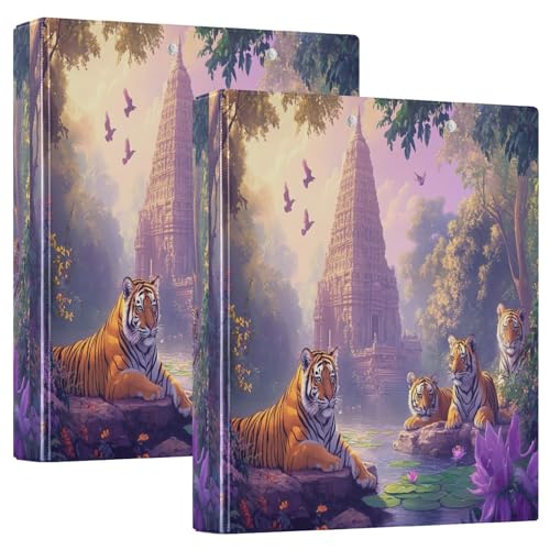 Ringbuch mit 3 Ringen, Dschungeltigers, Violett, D-Ringbücher mit Klemmbrett, große 3-Ringbücher für Schule, Uni, Büro, 2 Stück Ringbuch mit 3 Ringen, Dschungeltigers, Violett, D-Ringbücher mit Klemmbrett, große 3-Ringbücher für Schule, Uni, Büro, 2 Stück von RPLIFE
