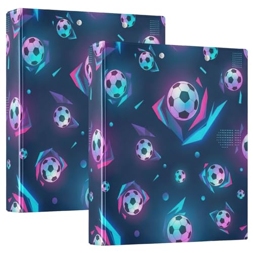Ringbuch mit 3 Ringen, Fußballbälle, Neonblau, D-Ringbücher mit Taschen, große 3-Ringbücher für Schule, Uni, Büro, 2 Stück von RPLIFE