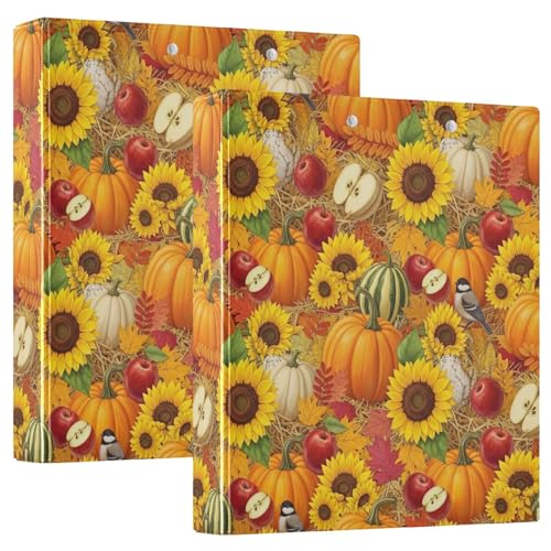 Ringbuch mit 3 Ringen, Herbstkürbisse, Sonnenblumen, D-Ringbuch mit Taschen, groß, 3-Ringbücher für Schule, Uni, Büro, 2 Stück Ringbuch mit 3 Ringen, Herbstkürbisse, Sonnenblumen, D-Ringbuch mit Taschen, groß, 3-Ringbücher für Schule, Uni, Büro, 2 Stück von RPLIFE