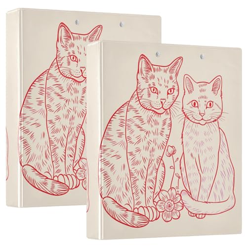 Ringbuch mit 3 Ringen, Katzen und Blumen, Beige, D-Ringbuch mit Klemmbrett, große 3-Ringbücher für Schule, Uni, Büro, 2 Stück von RPLIFE