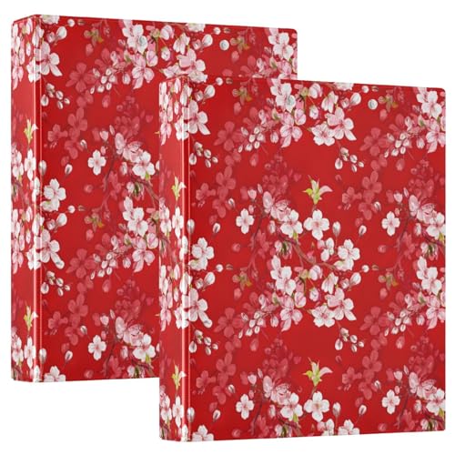 Ringbuch mit 3 Ringen, Kirschblüten, 3,8 cm, D-Ringbuch mit Klemmbrett, 3 große Ordner für Schule, Uni, Büro, Rot, 2 Stück Ringbuch mit 3 Ringen, Kirschblüten, 3,8 cm, D-Ringbuch mit Klemmbrett, 3 große Ordner für Schule, Uni, Büro, Rot, 2 Stück von RPLIFE