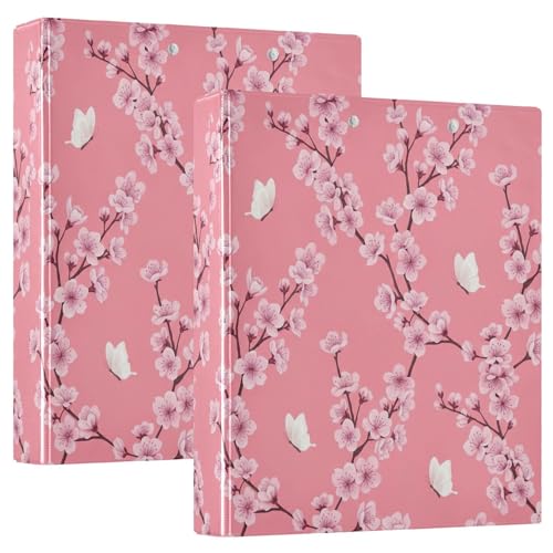 Ringbuch mit 3 Ringen, Kirschblüten-Schmetterlinge, D-Ringbücher mit Klemmbrett, große 3-Ringbücher für Schule, Uni, Büro, 2 Stück von RPLIFE