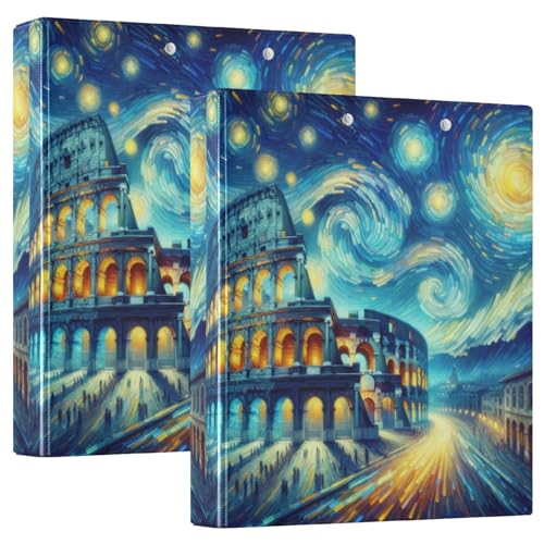 Ringbuch mit 3 Ringen, Kolosseum unter Sternennacht, D-Ringbücher mit Klemmbrett, große 3-Ringbücher für Schule, Uni, Büro, 2 Stück Ringbuch mit 3 Ringen, Kolosseum unter Sternennacht, D-Ringbücher mit Klemmbrett, große 3-Ringbücher für Schule, Uni, Büro, 2 Stück von RPLIFE