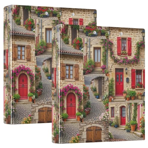 Ringbuch mit 3 Ringen, Kopfsteinpflaster, Straßen, Blumen, D-Ringbuch mit Taschen, groß, 3 Ringbücher für Schule, Uni, Büro, 2 Stück Ringbuch mit 3 Ringen, Kopfsteinpflaster, Straßen, Blumen, D-Ringbuch mit Taschen, groß, 3 Ringbücher für Schule, Uni, Büro, 2 Stück von RPLIFE