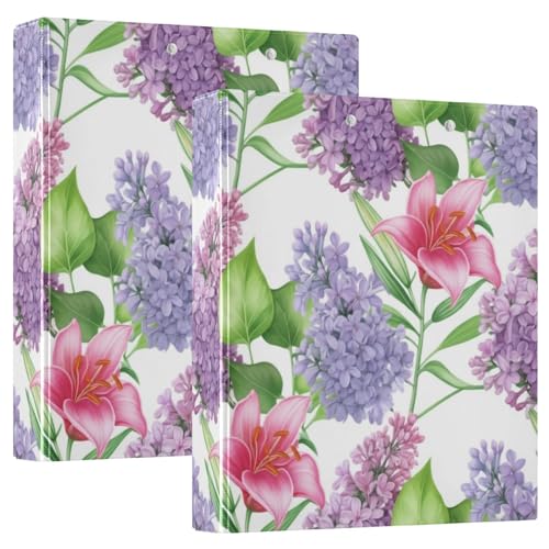 Ringbuch mit 3 Ringen, Lilien, Flieder, Blumen, D-Ringbuch mit Taschen, groß, 3-Ringbücher für Schule, Uni, Büro, 2 Stück Ringbuch mit 3 Ringen, Lilien, Flieder, Blumen, D-Ringbuch mit Taschen, groß, 3-Ringbücher für Schule, Uni, Büro, 2 Stück von RPLIFE