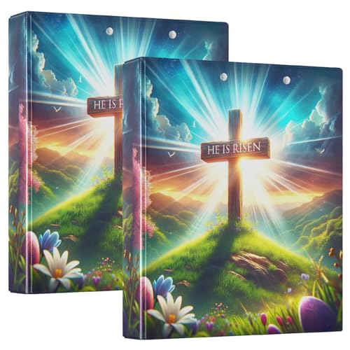 Ringbuch mit 3 Ringen, Osterkreuz "He is Risen", D-Ringbücher mit Klemmbrett, große 3-Ringbücher für Schule, Uni, Büro, 2 Stück Ringbuch mit 3 Ringen, Osterkreuz "He is Risen", D-Ringbücher mit Klemmbrett, große 3-Ringbücher für Schule, Uni, Büro, 2 Stück von RPLIFE