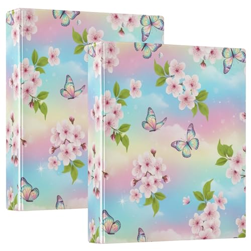 Ringbuch mit 3 Ringen, Pastell-Kirschblüten, D-Ringbücher mit Klemmbrett, große 3-Ringbücher für Schule, Uni, Büro, 2 Stück von RPLIFE