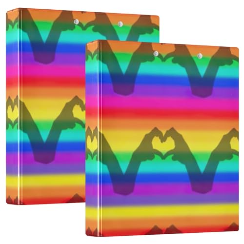 Ringbuch mit 3 Ringen, Regenbogenstreifen, D-Ringbücher mit Klemmbrett, große 3-Ringbücher für Schule, Uni, Büro, 2 Stück von RPLIFE