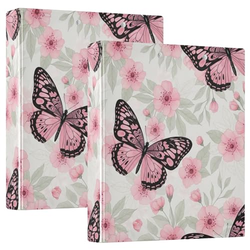 Ringbuch mit 3 Ringen, Schmetterlinge und Blumen, blasse Blätter, D-Ringbuch mit Klemmbrett, große 3-Ringbücher für Schule, Uni, Büro, 2 Stück Ringbuch mit 3 Ringen, Schmetterlinge und Blumen, blasse Blätter, D-Ringbuch mit Klemmbrett, große 3-Ringbücher für Schule, Uni, Büro, 2 Stück von RPLIFE
