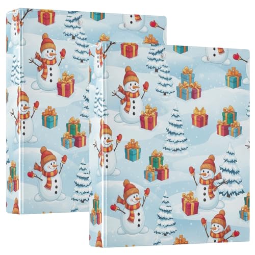 Ringbuch mit 3 Ringen, Schneemänner-Hüte, Schals, D-Ringbücher mit Taschen, groß, 3-Ringbücher für Schule, Uni, Büro, 2 Stück von RPLIFE